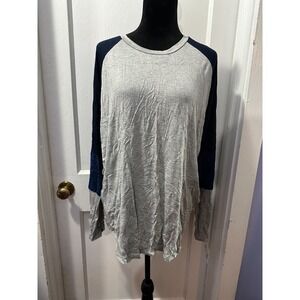 Acting Pro Grey and Blue Colorblock Long Sleeve Top in 2X NWT
